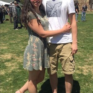 Green floral casual dress